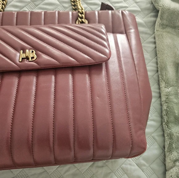 Henri Bendel Burgundy Purple Zip Tote Bag